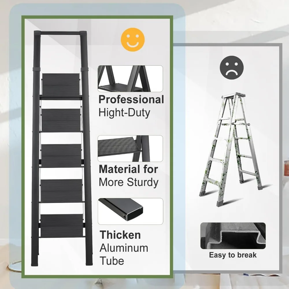 مقعد محمول قابل للطي - سلم خفيف الوزن للاستخدام المنزلي، سعة 330 رطل، أمان غير قابل للانزلاق، مثالي للبالغين #4