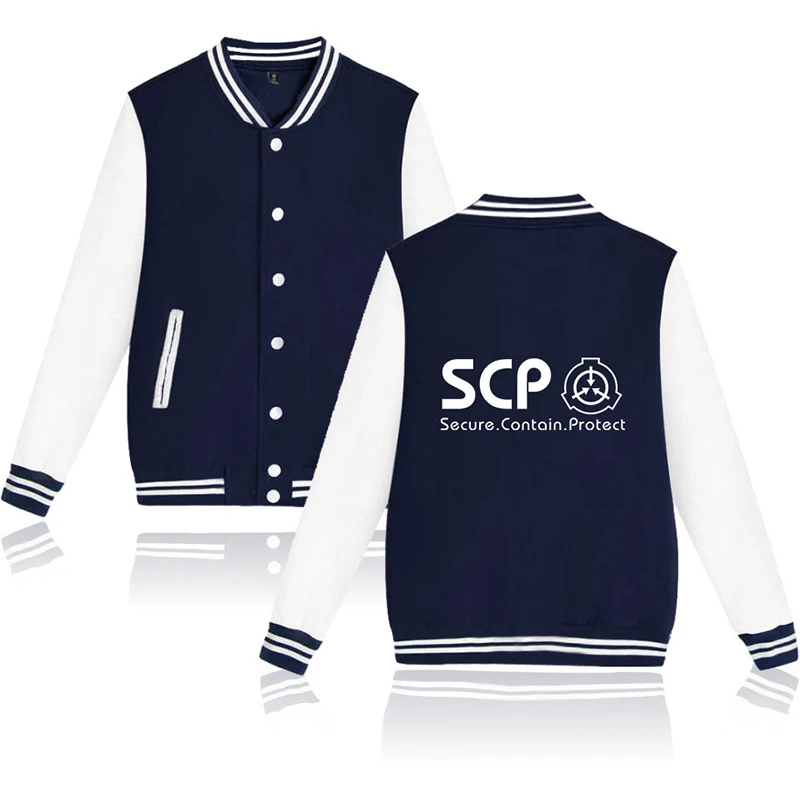Scp Foundation Patterned Harajuku Baseball Shirt Men's and Women's Outdoor Long Sleeve High Quality Sweatshirt Jacket Top