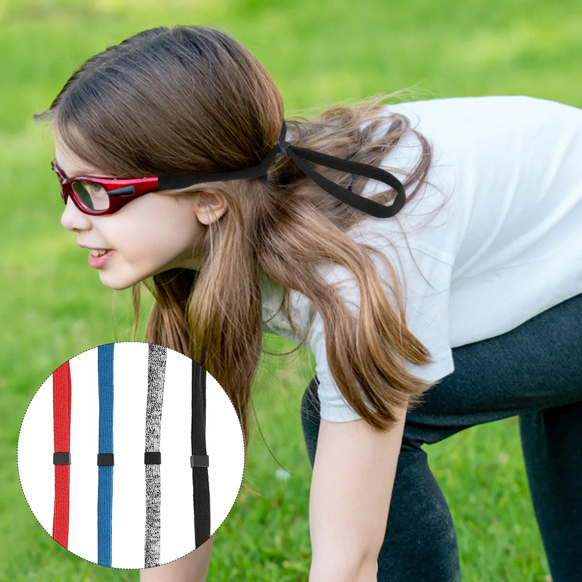 

4Pcs Eyeglasses Rope Outdoor Sports Adjustable Non-Slip Strap Lightweight Portable for Hiking Fishing Biking Daily Use Red Blue