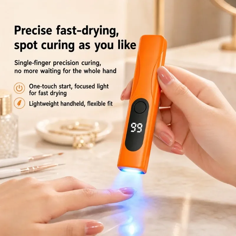 Rechargeable Portable Strip Nail Lamp Handheld Mini Curing Torch Quick-dry Gel Dryer Non-blackening Light Source Three-level