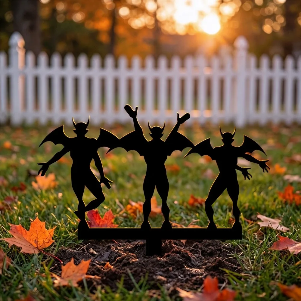 CIFBUY Halloween Metal Wall Art Iron Devil Sign Waterproof Durable Outdoor Decor for Garden Patio Yard