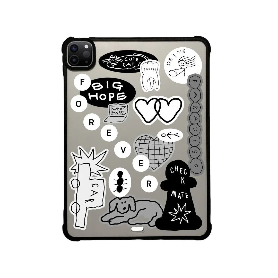 Cute Dog Sticker Acrylic Protective iPad Case Cover for iPad Mini 6 Air 4 5 iPad Pro 2020 2021 2022