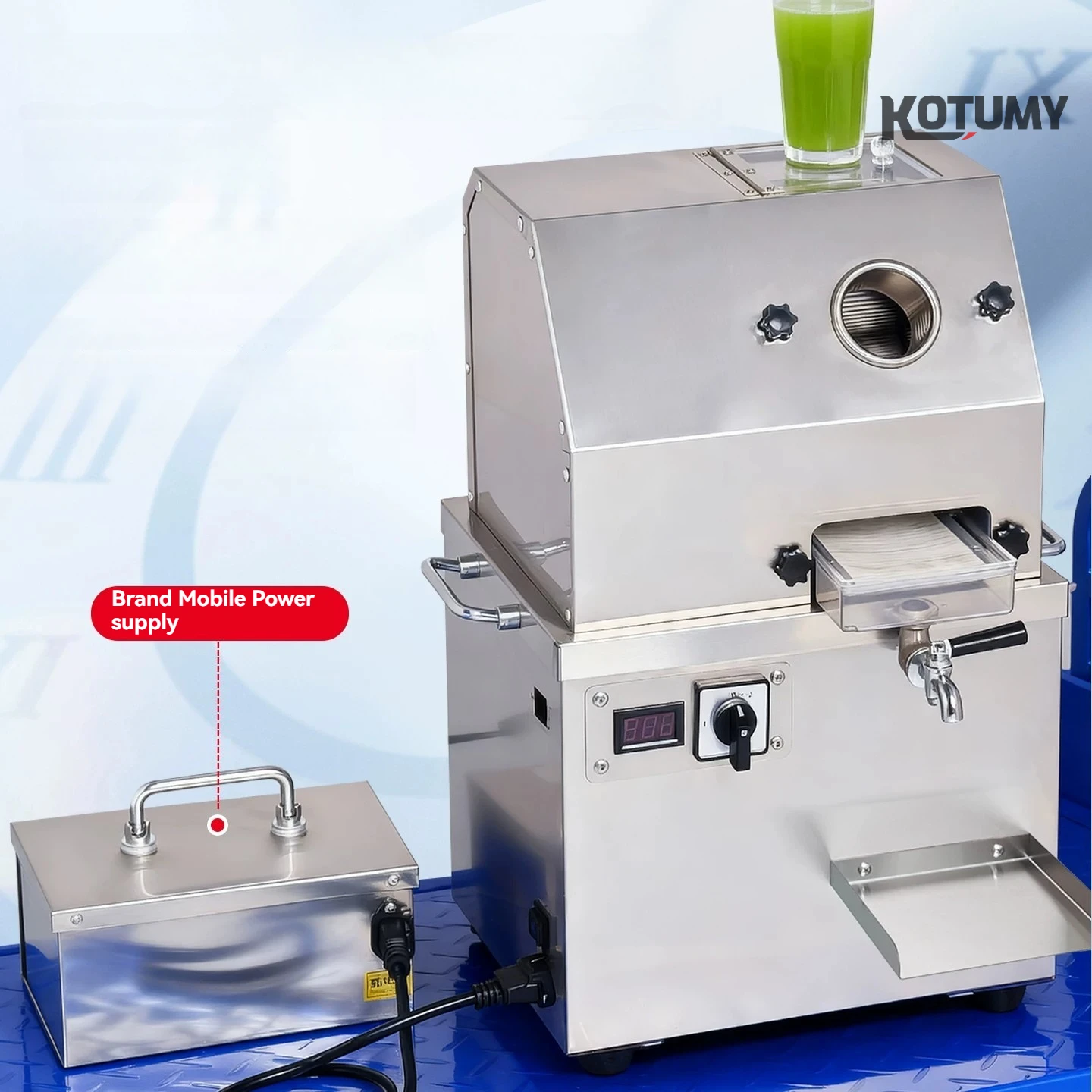 Vertical Powered Sugarcane Juicer Machine, Fully Automatic Commercial Sugar Cane Press Extractor for Outdoor Street