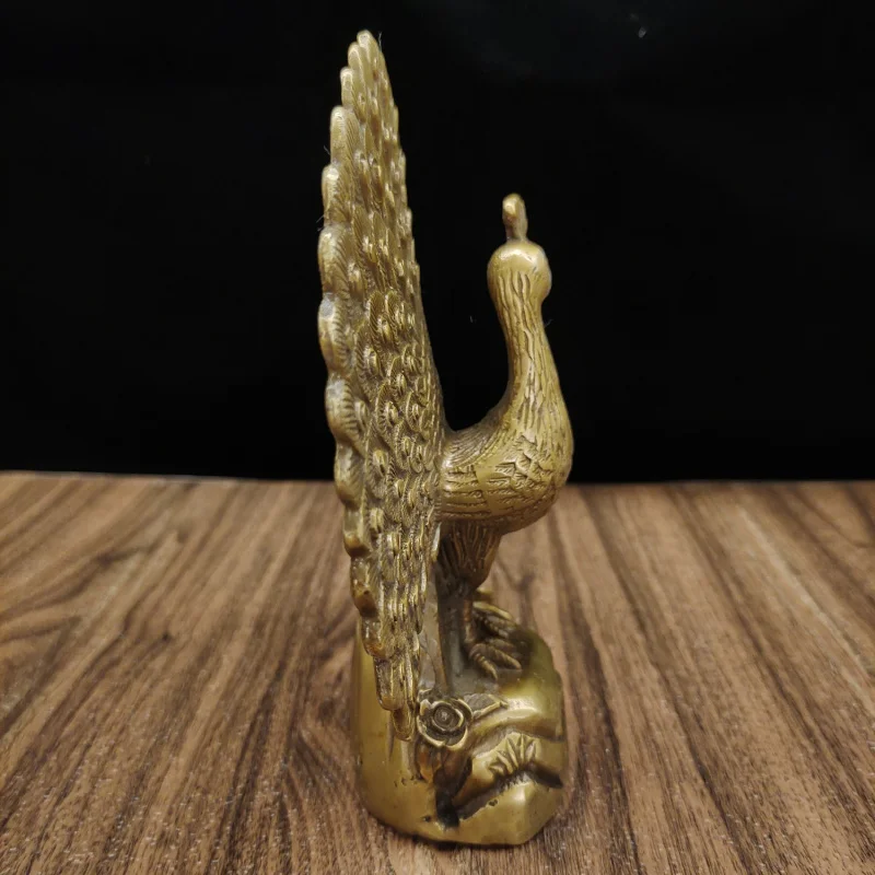 Brass Ornament Peacock Spreading Its Wings Home Office Desk Decoration Creative Gift Craft