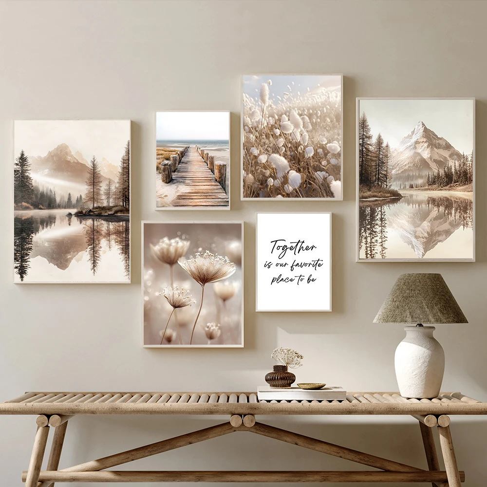 

1pc Plant Print Painting Hay Canvas Poster Lake Mountain Wall Painting Print Bridge Wall Poster Living Room Decoration unframe