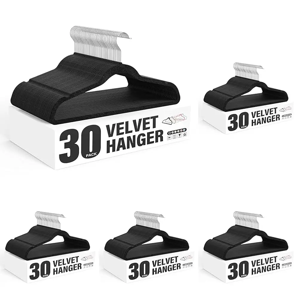 

Бархатные вешалки, упаковка 150 шт., нескользящие вешалки для одежды с вырезами на плечах, 360° ° Поворотные крючки, сверхмощные вешалки для одежды