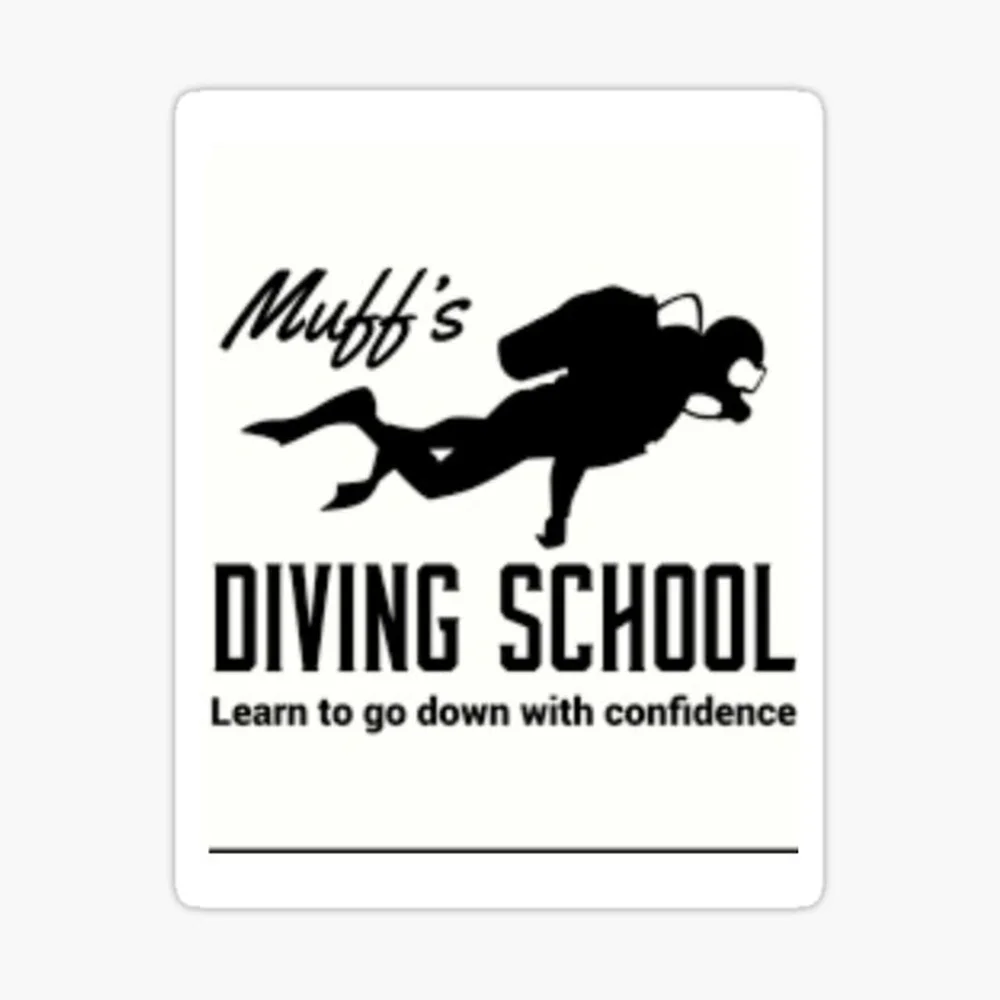 Muff's diving school Sticker for Laptop Decor Bedroom Car Cute Cartoon Art Fashionable Public Suitcase