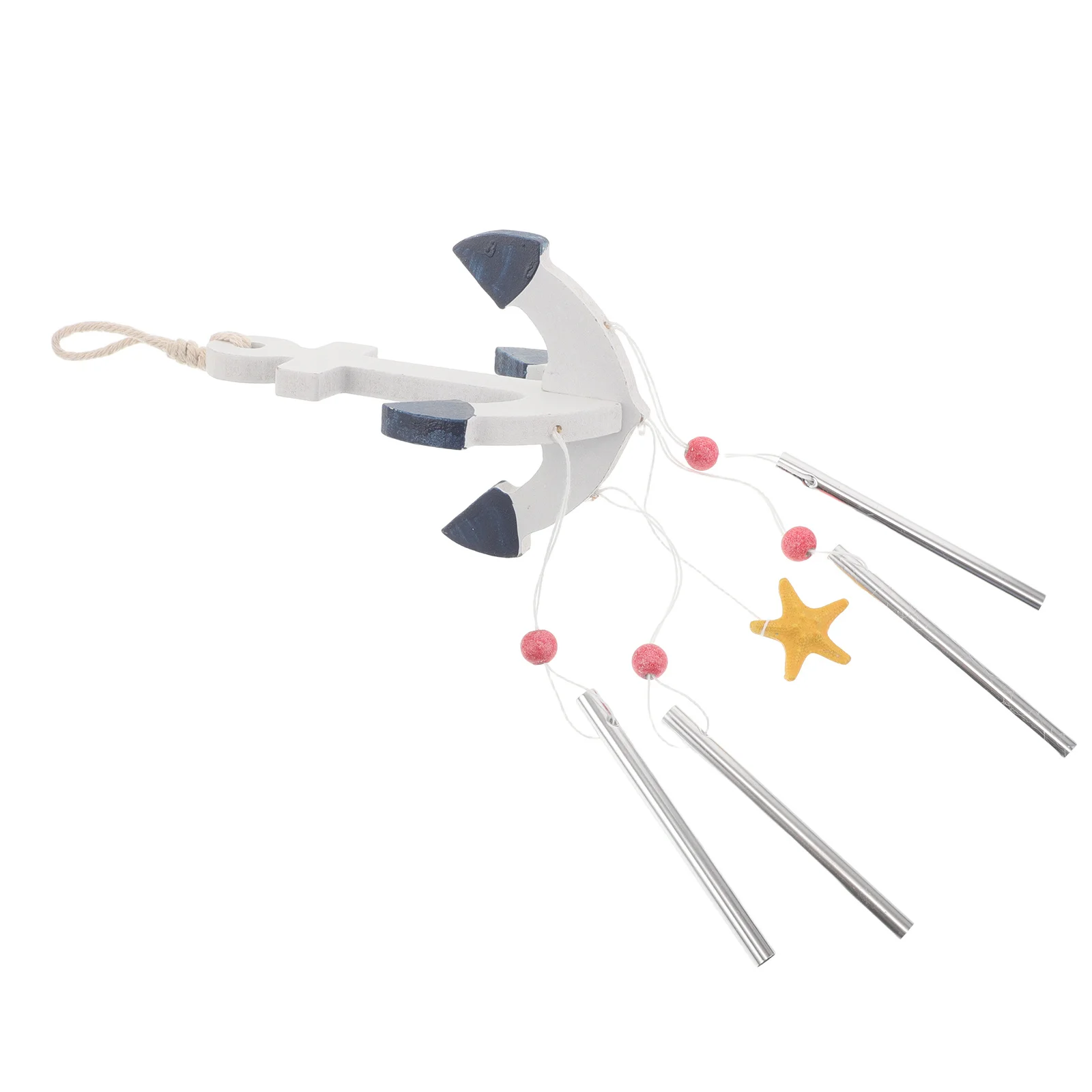 

Wooden Anchor Wind Chime Mediterranean Style Nautical Outdoor Decor Metal Tubes Calming Sounds Beach Themed Porch Garden