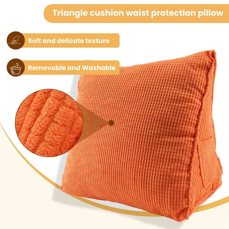 Solid Color Reading Backrest Cushion Wedge Pillow Thick Lumbar Back Pad Highly Recommended