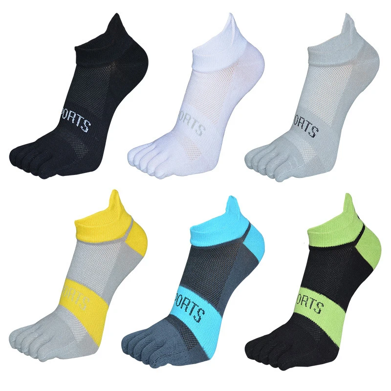 

EU 36-45 Pure Cotton Five Finger No Show Socks Mens Sports Breathable Comfortable Shaping Anti Friction Ankle Socks With Toes