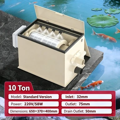 Auto Backwashing Rotary Drum Microfiltration Unit Aquaculture Circulation Purification System For Pond Breeding