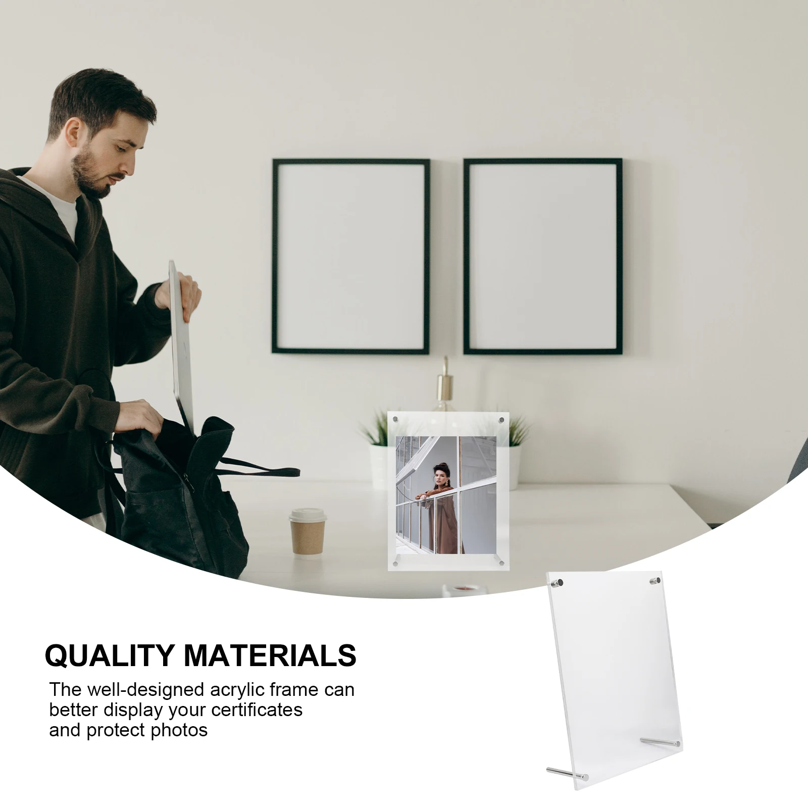 

Desktop Photo Frame Acrylic Picture Frame For Certificate Award Display Stand Business License Holder Indoor Decor