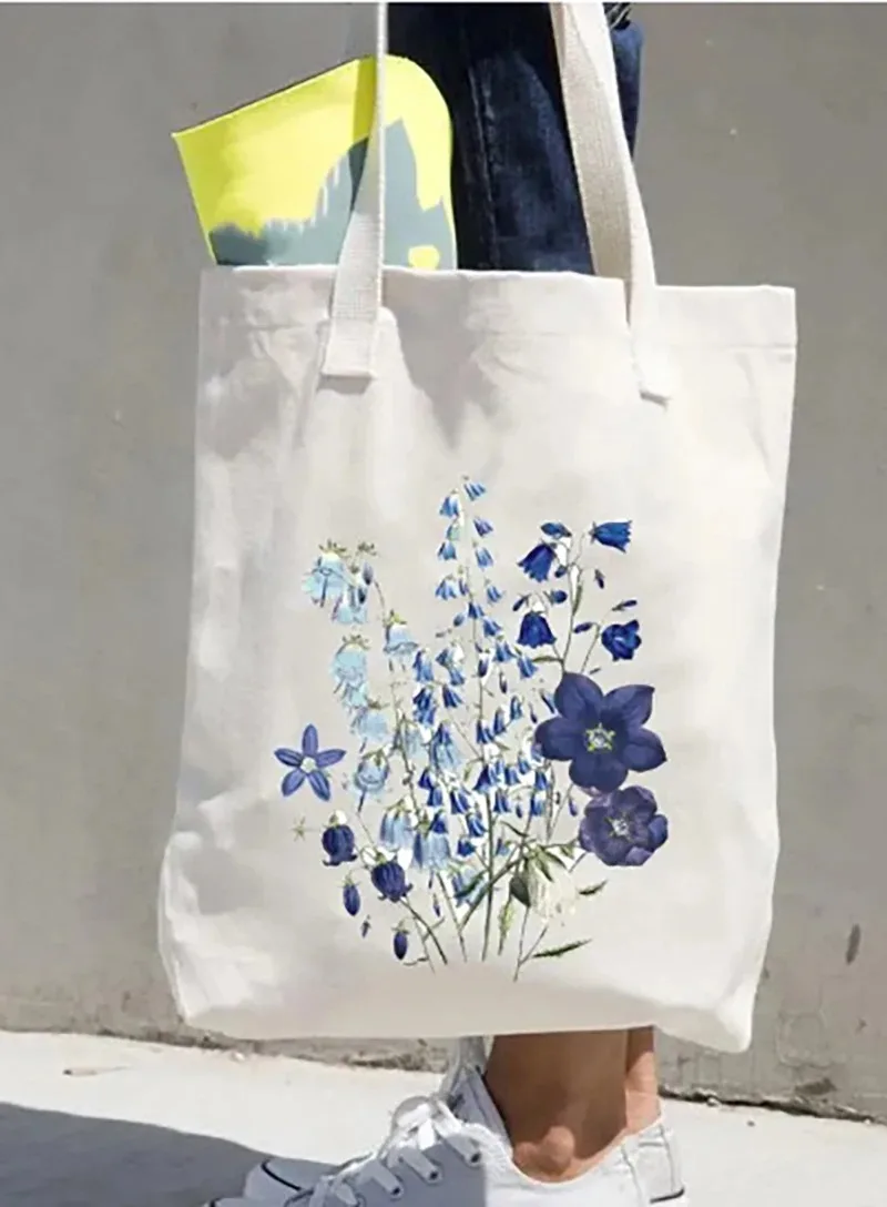 

Flower Floral Girls Graphic Canvas Tote Bag for Women Aesthetic t Shopping Grocery Reusable School with Girl Gift