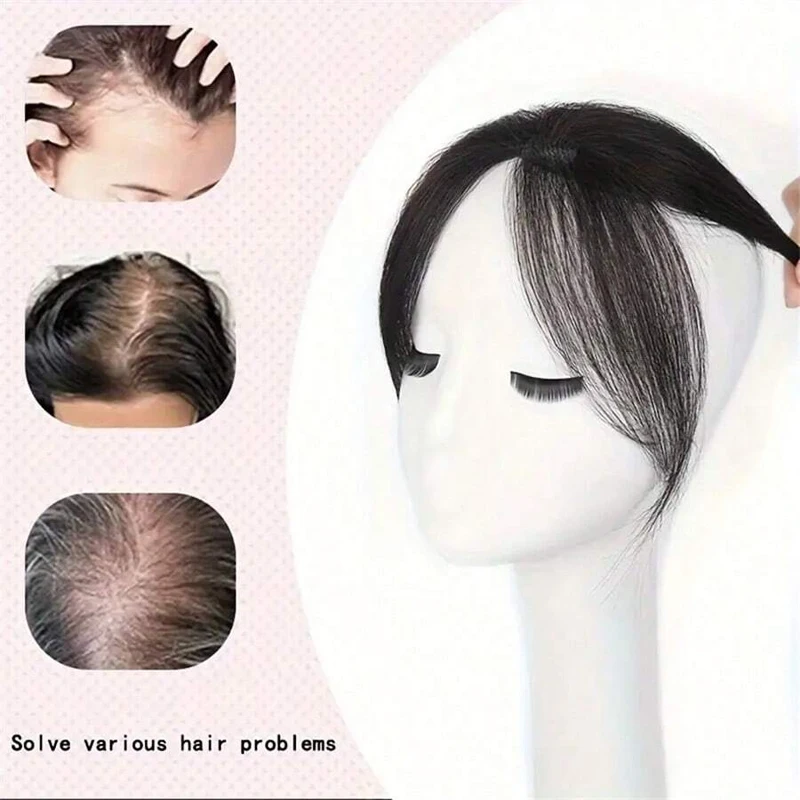 10 pouces 100% cheveux humains femmes 3D huit caractères frange naturel front blanchissant amélioration des cheveux rideau de tête pour Topper cheveux
