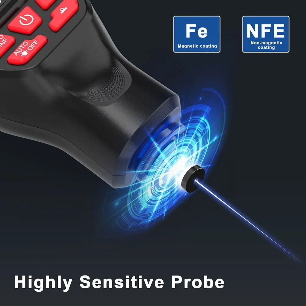 

Измеритель толщины покрытия автомобиля, цифровой толщиномер краски, измеритель глубины покрытия для автомобилей, быстрый отклик, подсветка дисплея