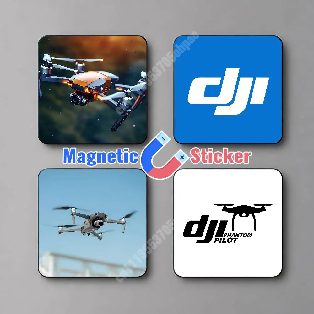 D-Dji Drone Pilot Geek Magnetic Sticker Reflective Fridge Decal for Metal Surfaces Magnet Sign