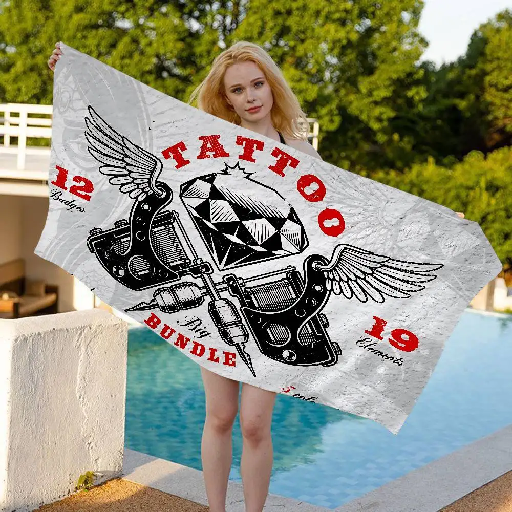 Tattoo Shop LOGO Microfiber Beach Towel Absorbent Quick dry Soft Yoga Swimming Resort Mountain Climbing Towel