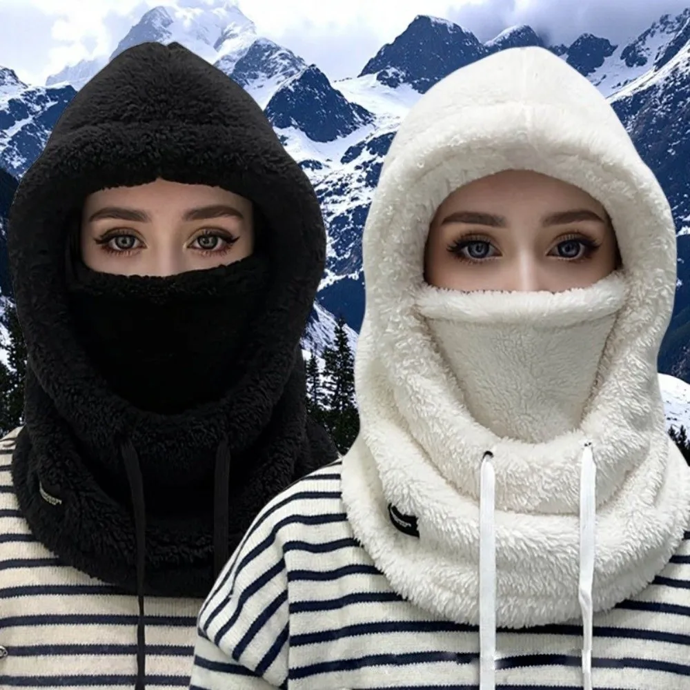 New Warm Integrated Scarf Mask Hat Windproof Coldproof Hooded Hat Polar Fleece Ear Protection Hat Outdoor Sports