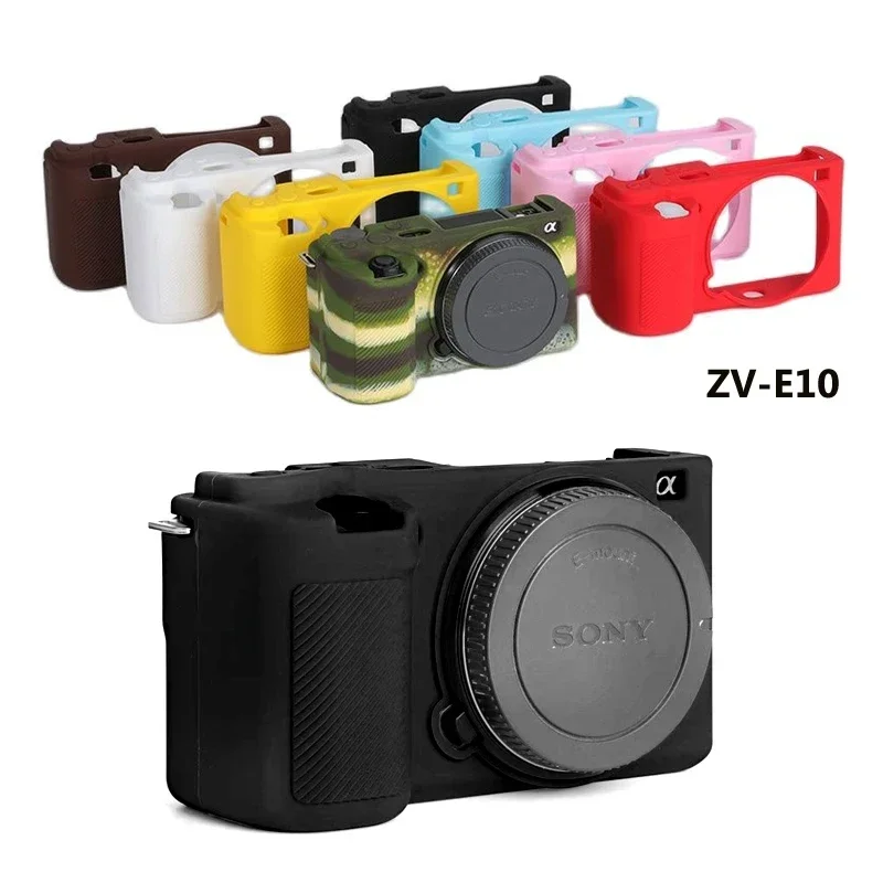 For Sony ZV-E10 ZVE10 Silicone Skin Anti-slip Grip Case Body Cover Screen Film Protector Camera Accessories for Sony ZVE10 Soft