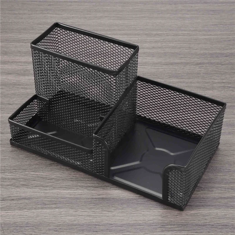 

A76F-6PCS/Set Metal Desk Organization Pen Holder Organizer Office Pencil Holders Multifunctional Storage Black Metal Mesh