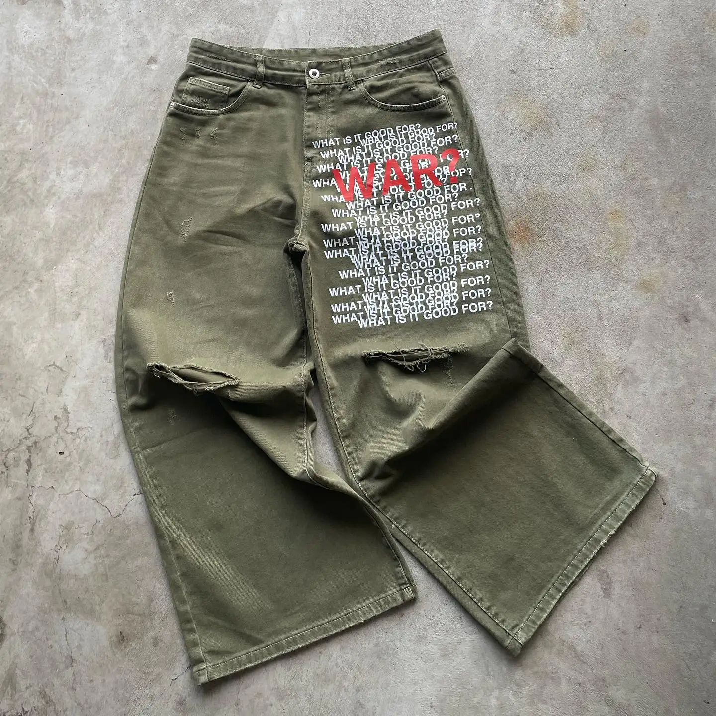 Y2K-pantalones vaqueros rasgados Vintage para hombre y mujer, Vaqueros holgados con gráfico de letras góticas americanas, estilo Harajuku, Hip Hop, informales, de pierna ancha, ropa de calle