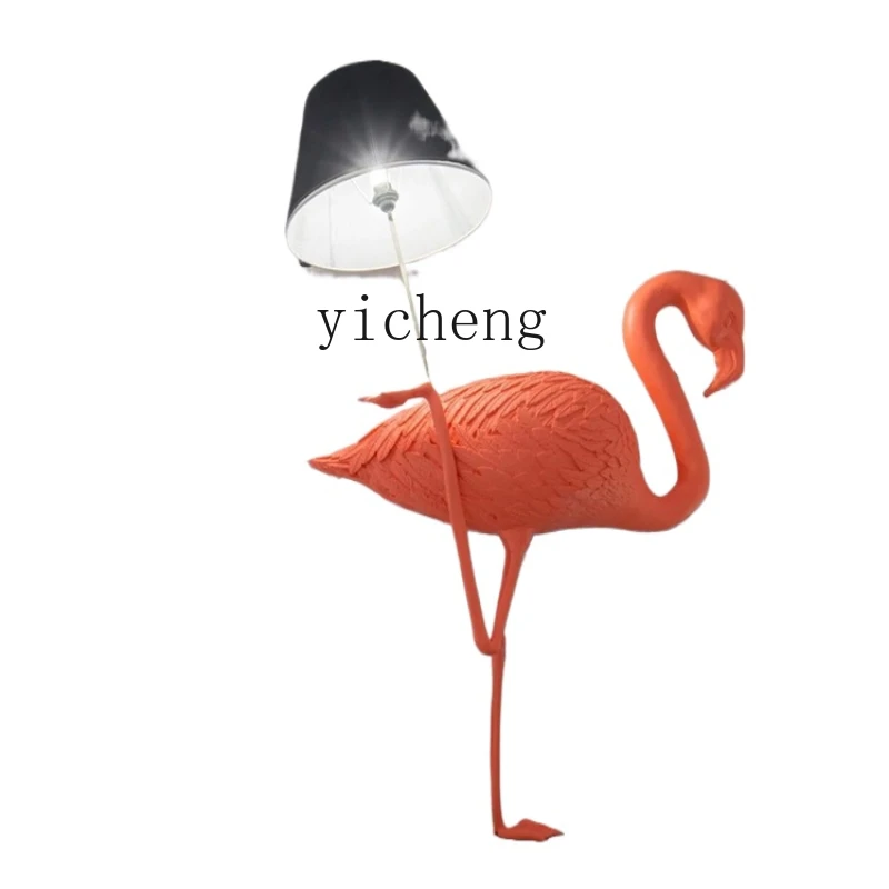 XL Welcome Flamingo Sculpture Floor Lamp Red-Crowned Crane Model Room Crane Fiberglass Ornaments