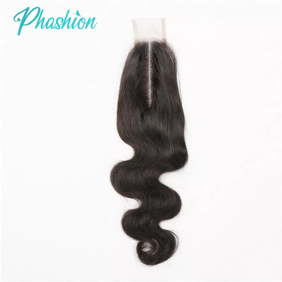 Phashion Kim K 6x6 2x6 Cierre de encaje transparente suizo cuerpo recto onda de separación profunda cabello humano Remy brasileño para mujeres negras