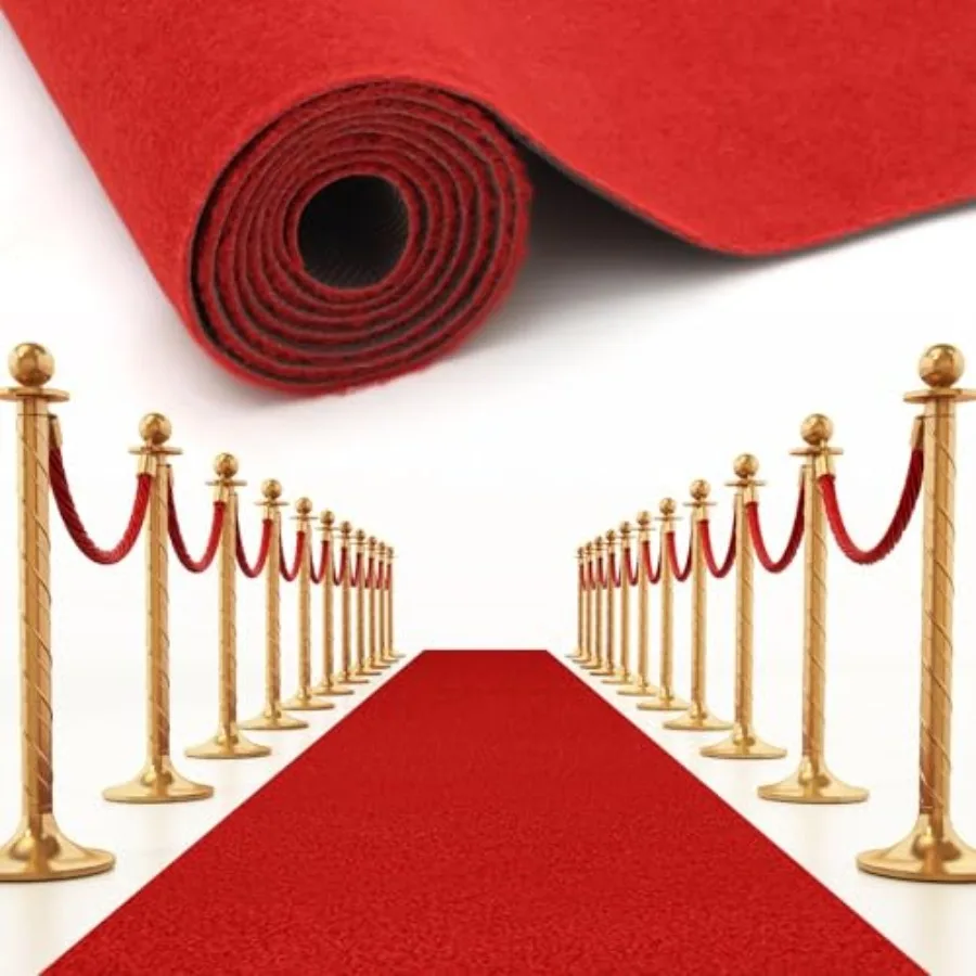 

3 x 10 Feet 0.3 Inches Thick Red Carpet Runner for Party Non Slip Kitchen Rugs Washable Aisle Runner Floor Runners Red Carpet P