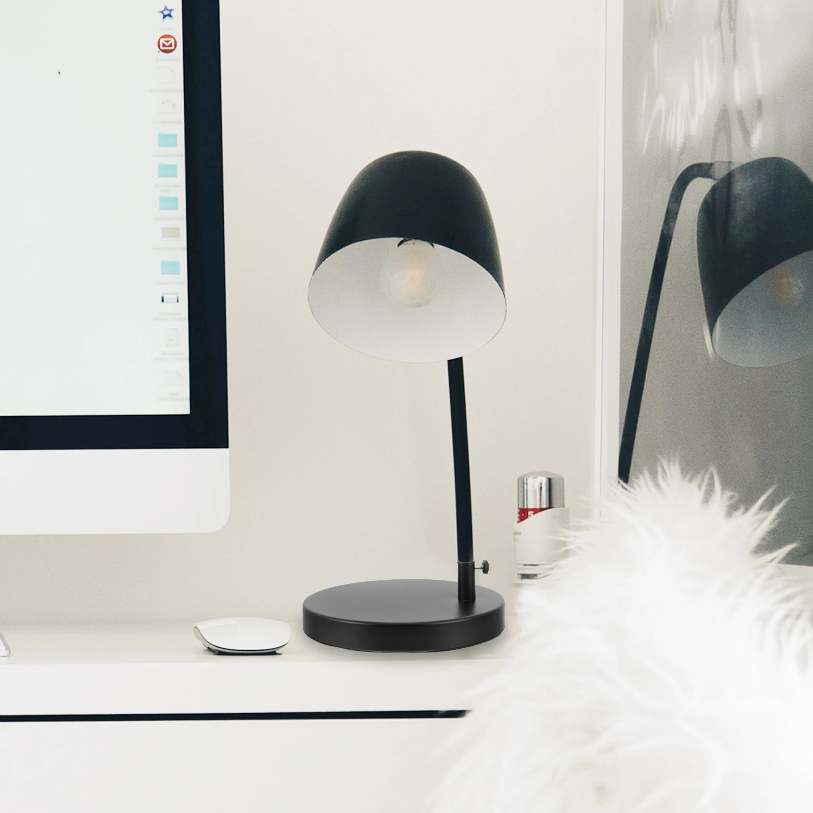 

Iron Table Base: 7.5 Inch Round Swing Arm Desk Lamp Mount Stand For Bedroom Living Room, Metal Lamp Base Only, Sturdy