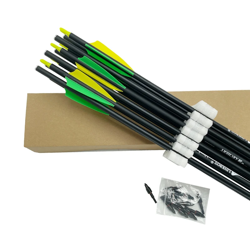 12X Mix Carbon Arrow Spine 500 600 30 Inch 100gr Point ID6.2mm Compound Bow Accessories Hunting Shooting