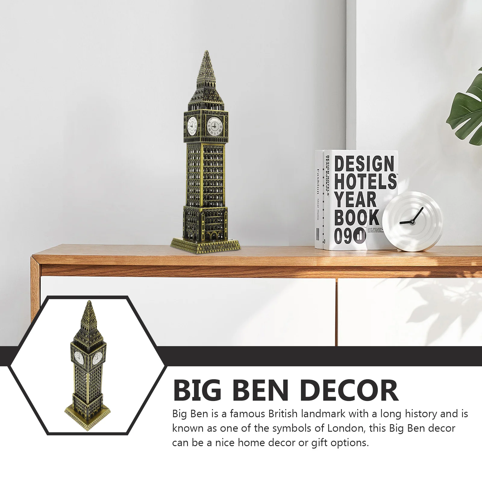 British Big Ben Circle Carriage Travel Wall Decoration Vintage Ornaments Model London Building Alloy Crafts for Home Sculpture