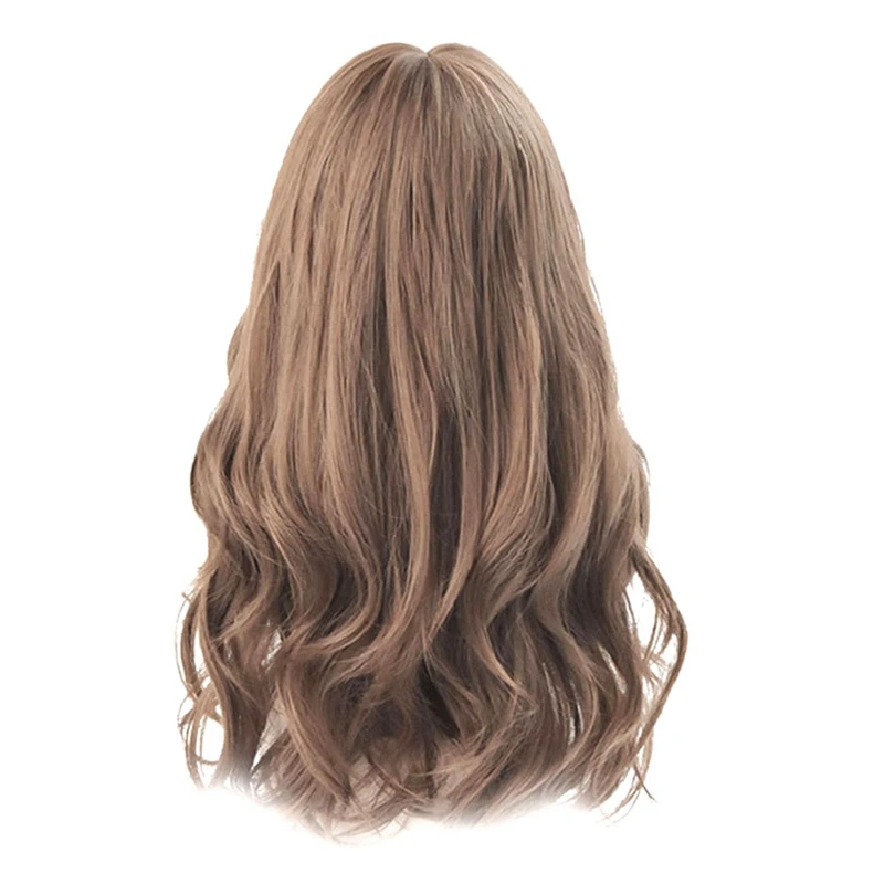 24 Inches Front Lace Wig For Black White Women Cosplay Natural Fiber Hair Bob- Water Wavy Wig