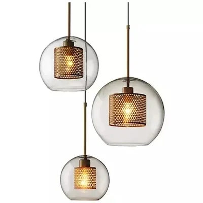 Modern Kaca Bola Liontin Lampu Nordic Samping Tempat Tidur Dapur Ruang Makan Lampu Gantung Lampu Suspensi Lampu Golden Designer