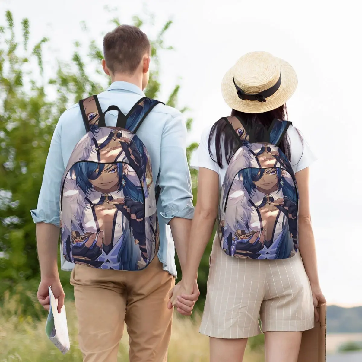 Kaeya Game Genshin Impact Anime Student Backpack School Bag Hiking Travel Daypack for Boys Girls Bookbag Shoulder Bags
