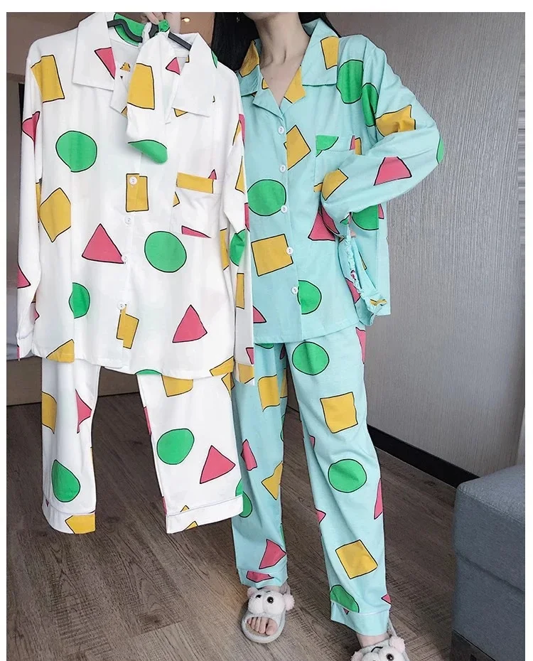 Paar-Modelle, zweiteiliger Pyjama, japanischer Frühling und Herbst, niedlicher Cartoon, langärmelig, für Damen, große Größe, bequemer Heimanzug – Detail 12