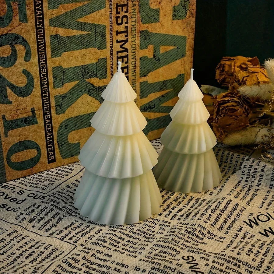 Silicone Resin Casting Molds for Candle Making, DIY Geometric Christmas Tree Aromatherapy Candle Silicone Molds