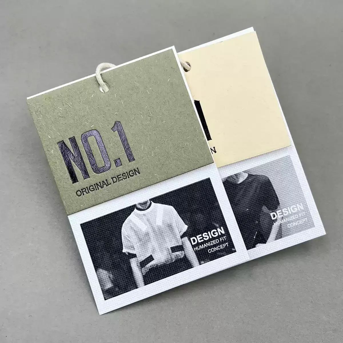 100pcs Original Design Simple Fashion Clothing Store Hangtag Customized Generic Logo Card Custom Khaki Label Green Hangtag Custo