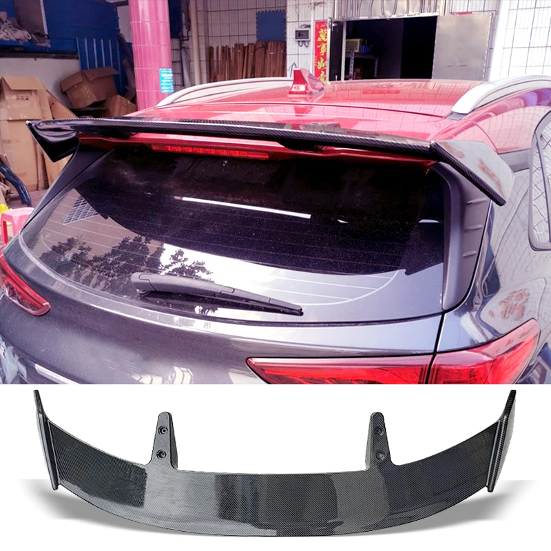 Trunk Spoiler Type TE Carbon Surface Car Rear Trunk Wing ABS material Refit Accessories Spoiler For Hyundai Kona 2017 - 2020