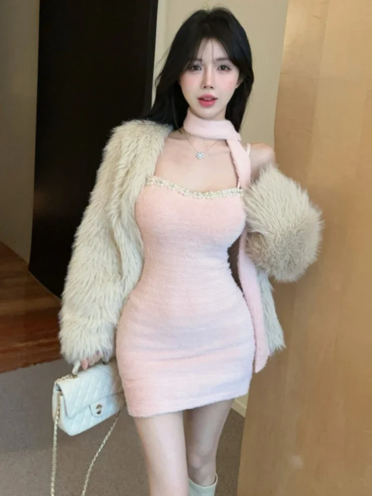 Gagaok Sexy Dress Slim Fit Scarf Diamond Studded Strapless Mini Dresses Women Hotsweet Sexy Solid Color Casual Bodycon Vestido