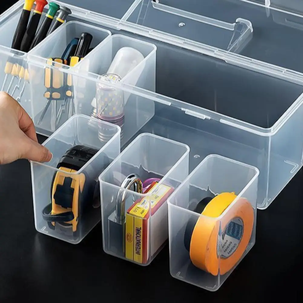 Multi-Compartment Tool Storage Box Plastic Organizer Case with Handle Small Hardware Screw Accessory Sorting Container Toolbox