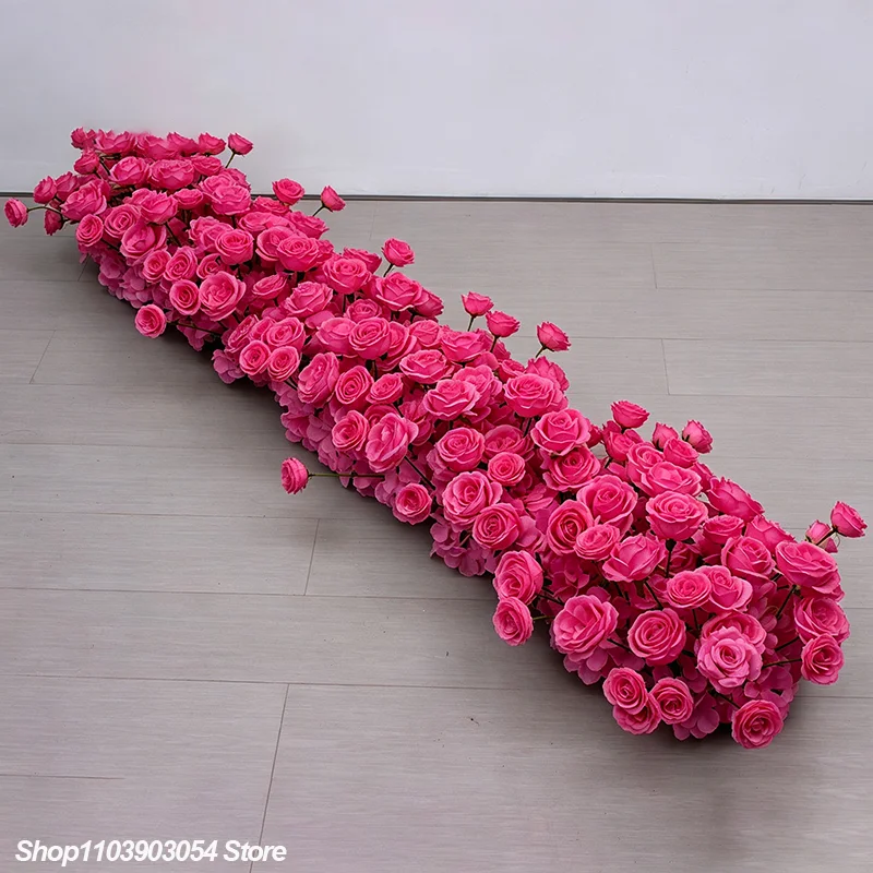 Künstliche weiße Rosen-Hortensien-Blumenreihe, langer Tischläufer, Hochzeits-Hintergrunddekoration, Blumenarrangement, Party-Requisiten, Tischdekoration – Detail 8