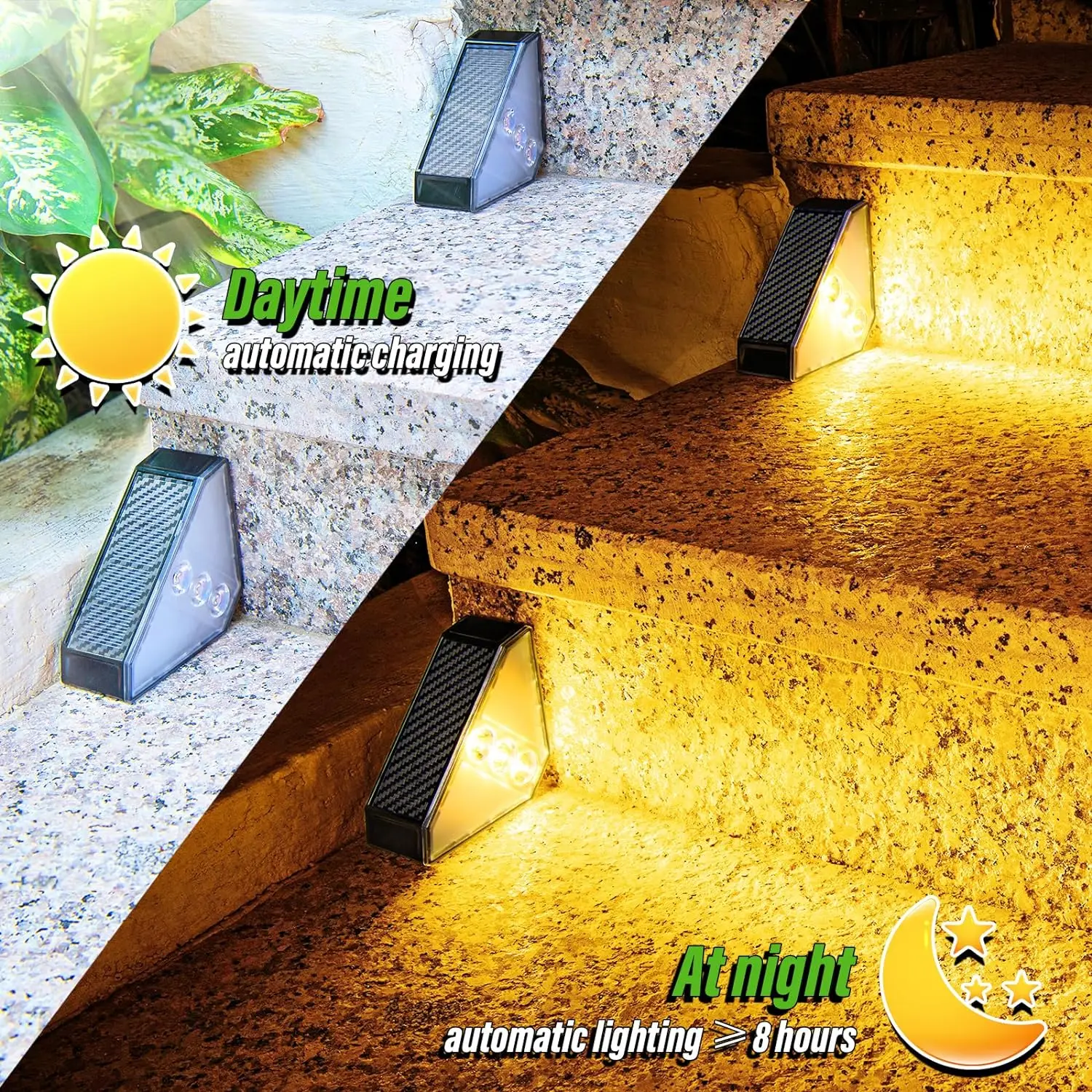 Nice Warm Light LED Solar Step Lamp Path Stair Outdoor Garden Lights Waterproof Balcony Light Decoration For Patio Stair Fence L