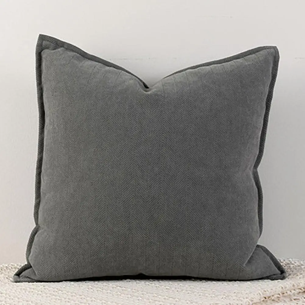 Pillow Cover Herringbone Edge Throw Pillowcase with Hidden Zipper Square Shape 3 Sizes for Bedroom Room Sofa Decoration Bedroom