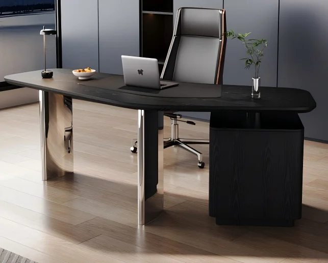 

2026 New Modern Simple Curved Boss Desk Model Computer Desk Workbench Light Luxury And High-end Feeling