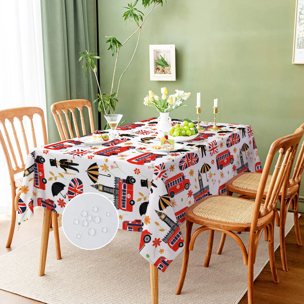 London Construction Washable TableCloth for Wedding Party Dining Banquet Decoration Luxuriou Table Table Protector Cloth