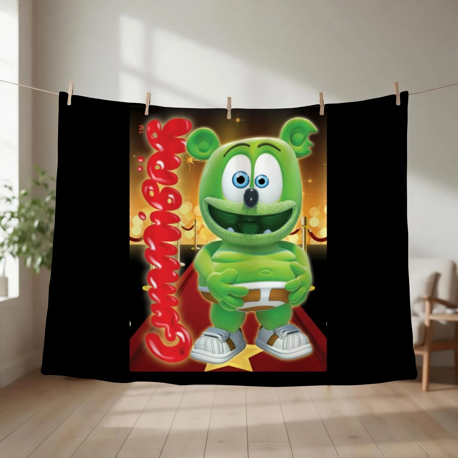 Gummibar (the Gummy Bear) Redcarpet Throw Blanket couch cozy soft plush fuzzy picnic outdoor blanket