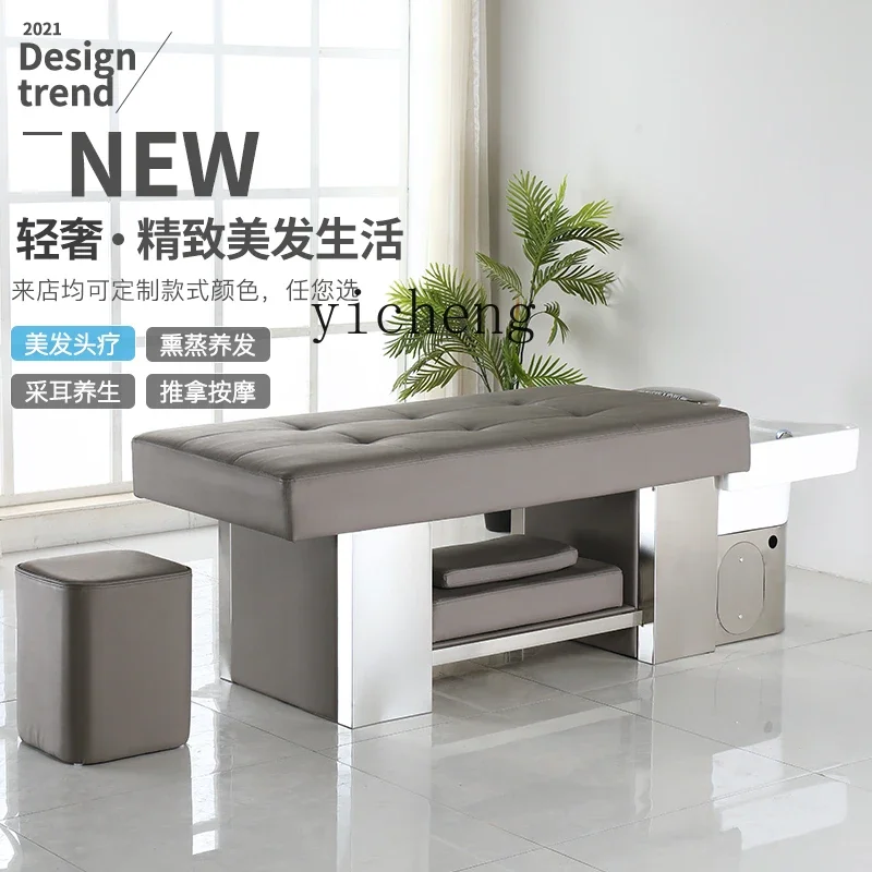 MR-3 Luxury Ceramic Basin Shampoo Bed Stainless Steel Water Circulation Fumigation Head Therapy Whole Body Lying Stool