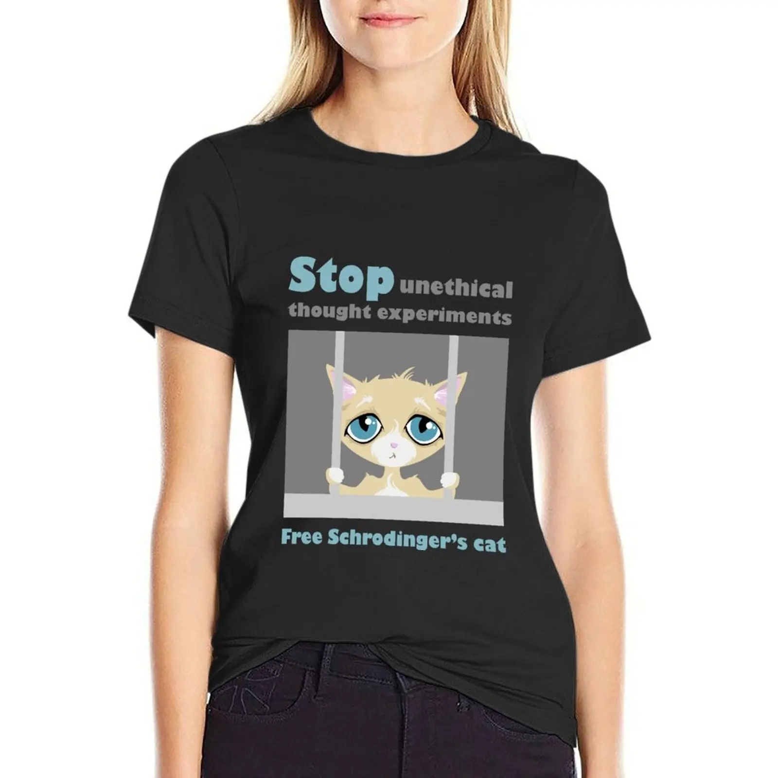 Free schrodingers cat geek funny nerd T-Shirt summer tops hippie clothes cute clothes animal print shirt for girls Top Women