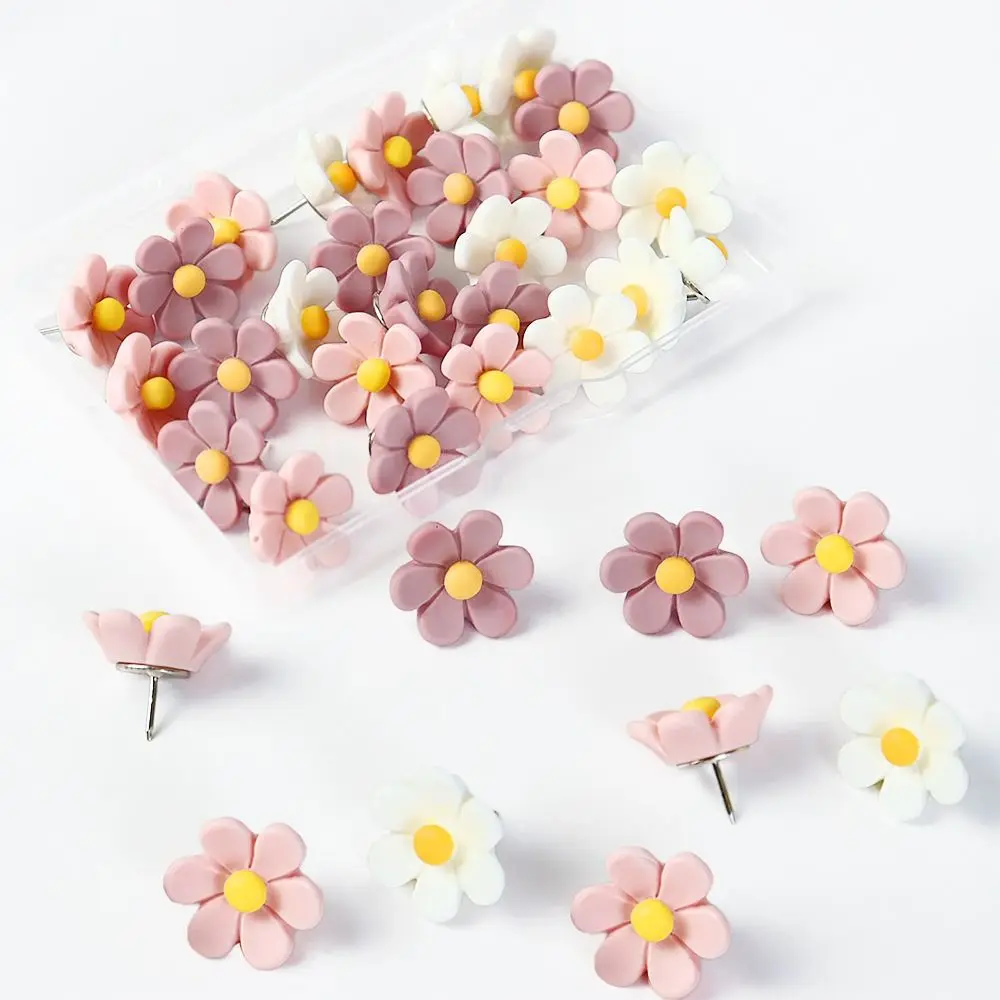 

20/30/50Pcs Portable Creative Six-Petal Flower Pushpins DIY Resin Board Push Pin Reusable 3D Thumb Tacks Corkboard