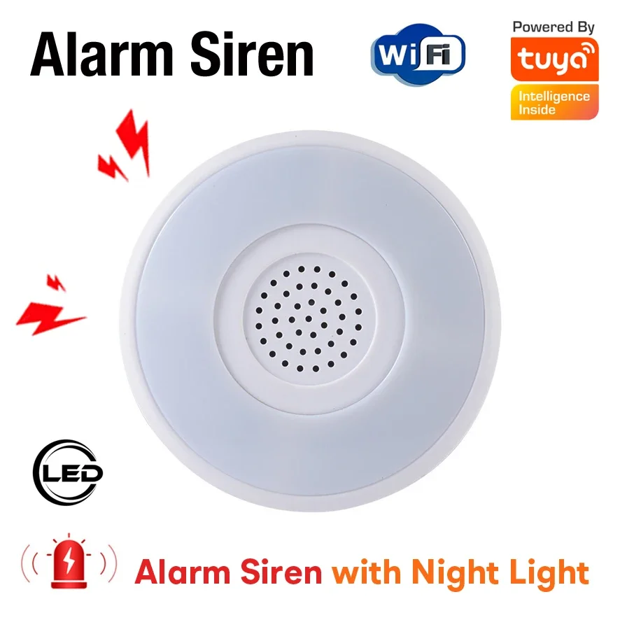 Imagem -02 - Tuya Smart Wifi Alarm Siren Sistema de Segurança Doméstica Alto-falante com Rgb Led Night Light 90db